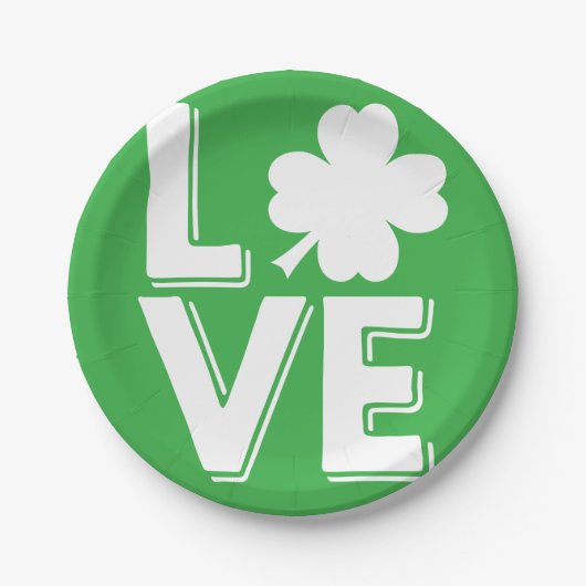 St. Patrick's Day Irish Love Green Shamrock Papieren Bordje (Voorkant)