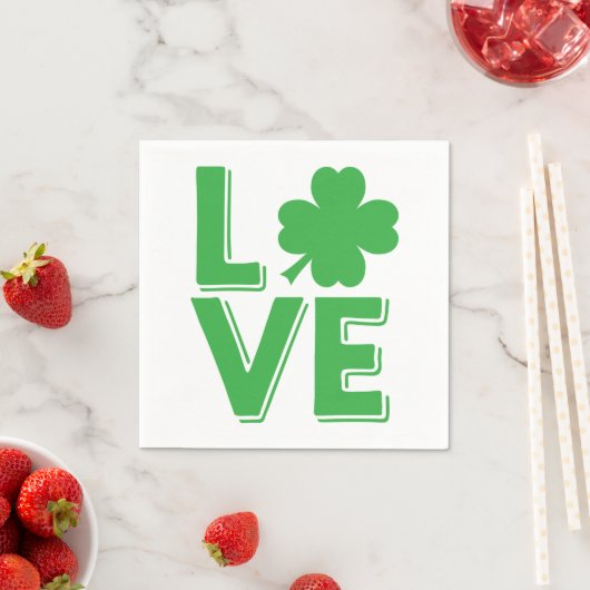 St. Patrick's Day Irish Love Green Shamrock Servetten (Insitu)