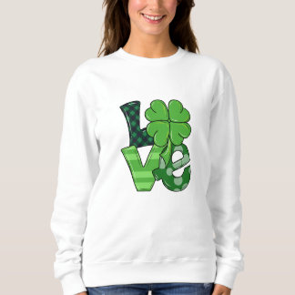 St. Patrick's Day Irish Love Shamrock Green Plaid Trui