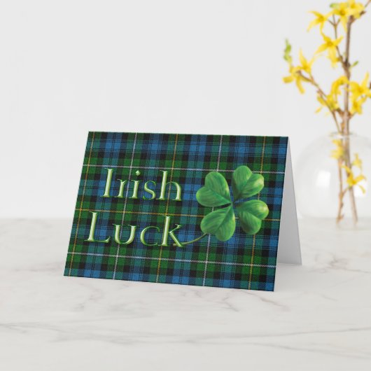 St. Patrick's Day "Irish Luck Tartan" Kaart (Gele Bloem)
