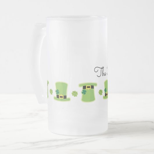 St Patricks Day Irish NAME Shamrock Groene Petten  Matglas Bierpul (Voorkant links)