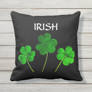 St Patrick's Day Irish Neon Green Shamrock Black Buitenkussen