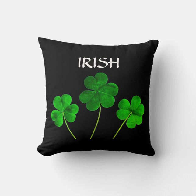 St Patrick's Day Irish Neon Green Shamrock Black Kussen (Voorkant)