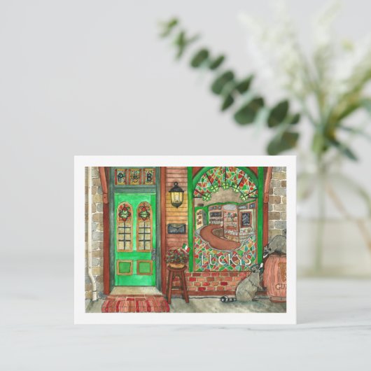 St. Patrick's Day Irish Pub Waterverf Briefkaart (Staand voorkant)