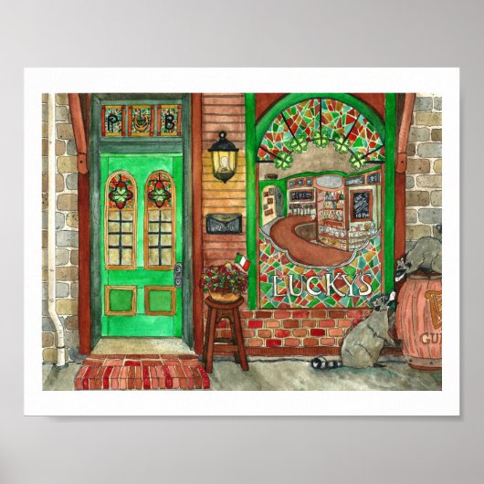 St. Patrick's Day Irish Pub Waterverf Poster (Voorkant)
