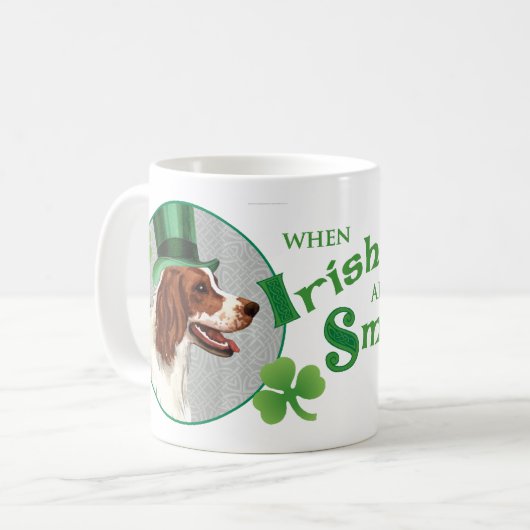 St. Patrick's Day Irish Red & White Setter Koffiemok (Voorkant links)