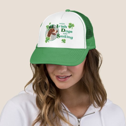 St. Patrick's Day Irish Red & White Setter Trucker Pet (In situ)