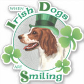 St. Patrick's Day Irish Red & White Setter Vinyl Sticker (Voorkant)