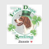St. Patrick's Day Irish Red & White Setter Vinyl Sticker (Vel)