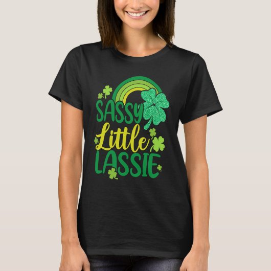 St Patricks Day Irish Sassy Little Lassie Funny Pa T-shirt (Voorkant)