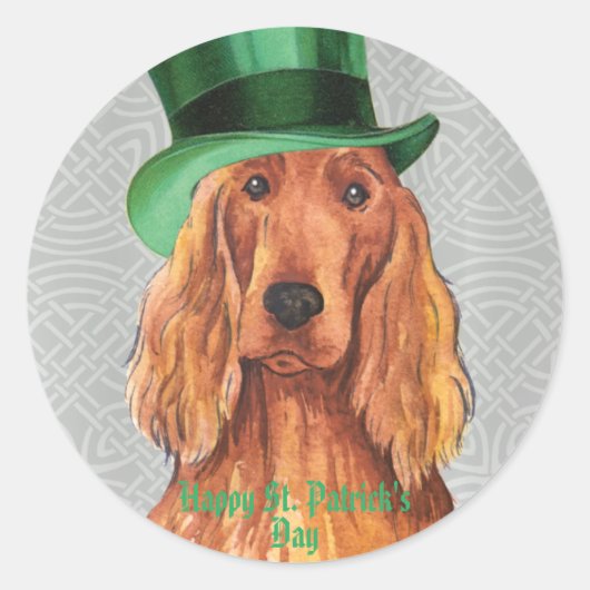 St. Patrick's Day Irish Setter Classic Round Stick Ronde Sticker (Voorkant)