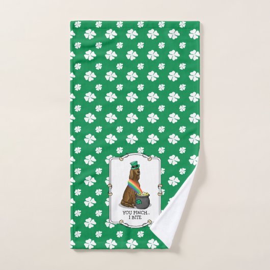 St. Patrick's Day Irish Setter Dog (red 1) Funny Bad Handdoek (Handdoek)