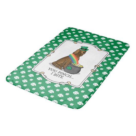 St. Patrick's Day Irish Setter Dog (red 1) Funny Badmat (Gekanteld)