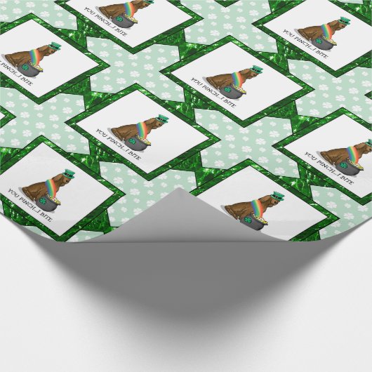 St. Patrick's Day Irish Setter Dog (red 1) Funny Cadeaupapier (Hoek)