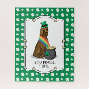 St. Patrick's Day Irish Setter Dog (red 1) Funny Legpuzzel