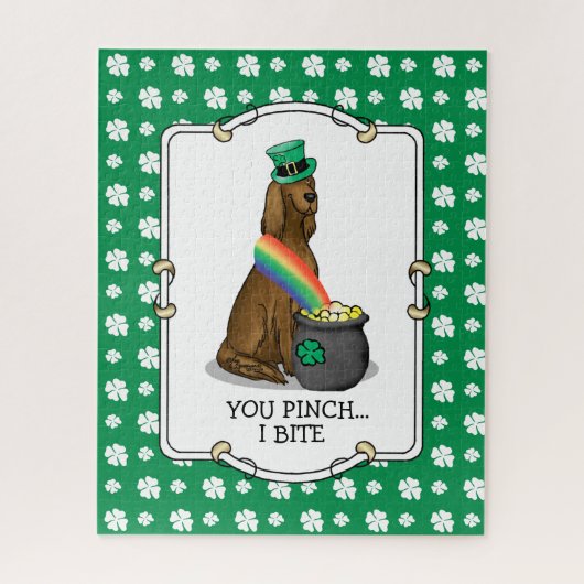 St. Patrick's Day Irish Setter Dog (red 1) Funny Legpuzzel (Verticaal)