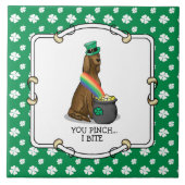 St. Patrick's Day Irish Setter Dog (red 1) Funny Tegeltje (Voorkant)