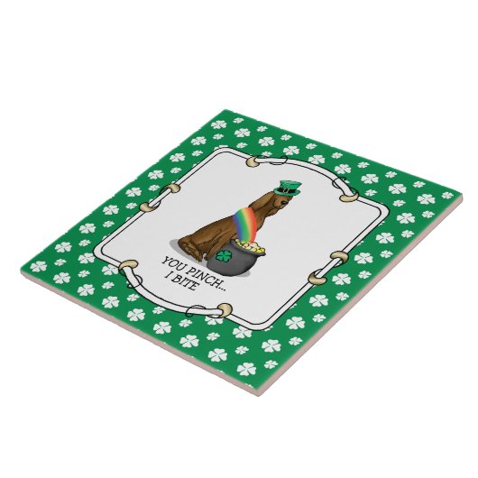 St. Patrick's Day Irish Setter Dog (red 1) Funny Tegeltje (Zijkant)