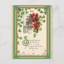  St. Patricks Day Irish Shamrock and Roos Briefkaart