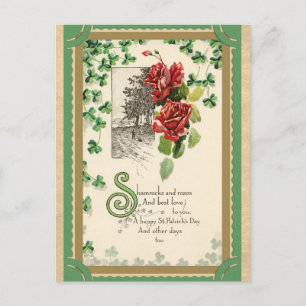 St. Patricks Day Irish Shamrock and Roos Briefkaart