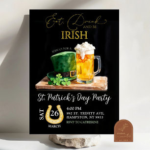 St Patricks Day Irish Shamrock Beer Holiday Party Kaart