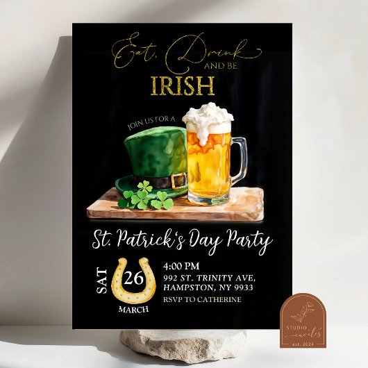St Patricks Day Irish Shamrock Beer Holiday Party Kaart
