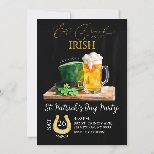 St Patricks Day Irish Shamrock Beer Holiday Party Kaart (Voorkant)