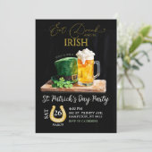 St Patricks Day Irish Shamrock Beer Holiday Party Kaart (Staand voorkant)