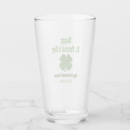 St Patricks Day Irish Shamrock Clover Love Pint Glas (Achterkant)