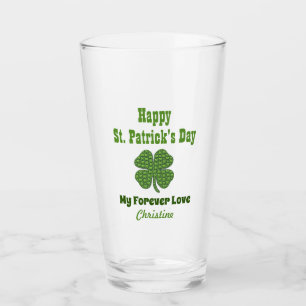 St Patricks Day Irish Shamrock Clover Love Pint Glas