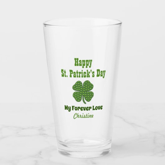 St Patricks Day Irish Shamrock Clover Love Pint Glas (Voorkant)