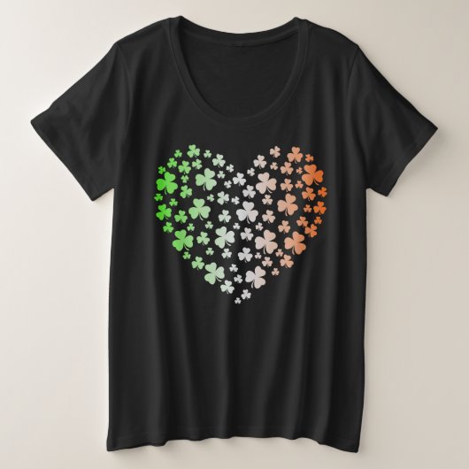 St Patrick's Day Irish Shamrock Heart Grote Maat T-shirt (Design voorkant)