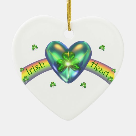 St. Patricks Day Irish Shamrock Heart Keramisch Ornament (Voorkant)