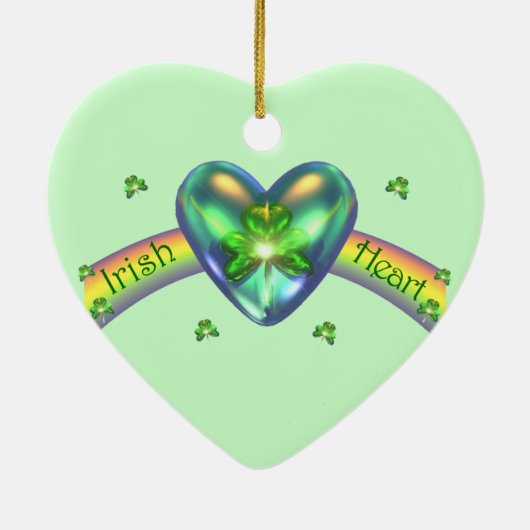 St. Patricks Day Irish Shamrock Heart Keramisch Ornament (Achterkant)