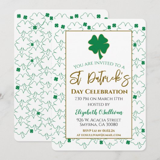 St Patricks Day Irish Shamrock Kaart (Voorkant / Achterkant)