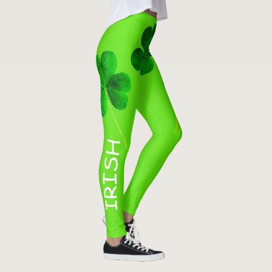 St Patrick's Day Irish Shamrock Neon Green Girly Leggings (Rechts)