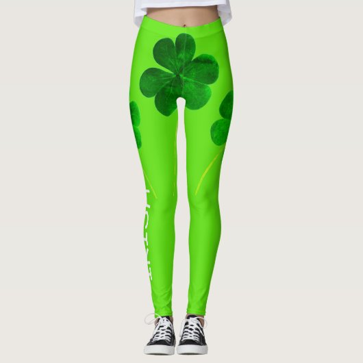 St Patrick's Day Irish Shamrock Neon Green Girly Leggings (Voorkant)