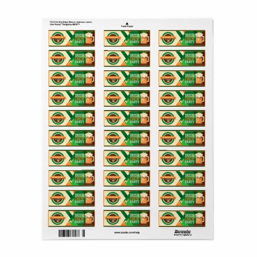St Patrick's Day Irish Shamrock Party Etiket (Full Sheet)