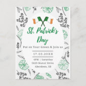 St. Patricks Day Irish Shamrock Party Invitation. Briefkaart (Voorkant)