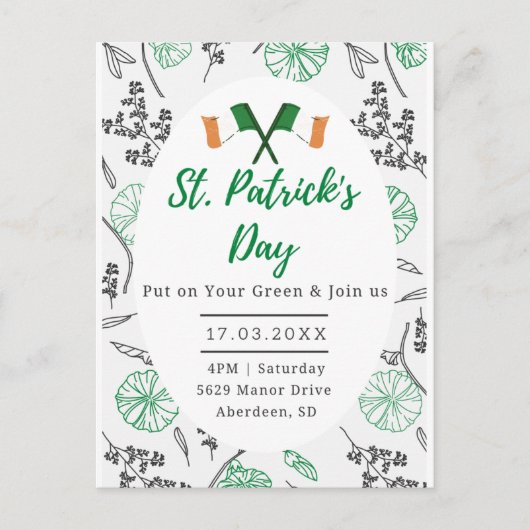St. Patricks Day Irish Shamrock Party Invitation. Briefkaart (Voorkant)