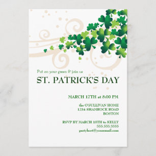 St. Patricks Day Irish Shamrock Party Invitation Kaart