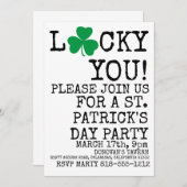 St. Patricks Day Irish Shamrock Party Invitation Kaart (Voorkant / Achterkant)