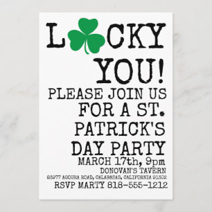 St. Patricks Day Irish Shamrock Party Invitation Kaart