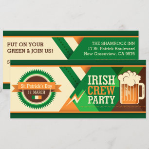 St Patrick's Day Irish Shamrock Party Invitation Kaart