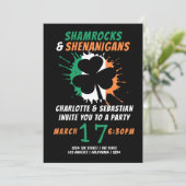 St Patricks Day Irish Shamrocks Shenanigans Party Kaart (Staand voorkant)