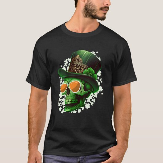 St Patrick's Day Irish skeleton leprechaun T-shirt (Voorkant)