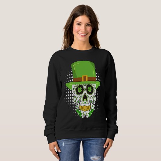 St Patrick's Day Irish skeleton leprechaun Trui (Voorkant volledig)