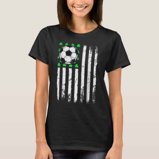 St Patrick's Day Irish Soccer USA Flag Shamrock T-shirt (Voorkant)