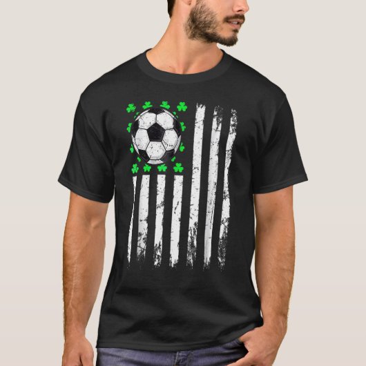 St Patrick's Day Irish Soccer USA Flag Shamrock T-shirt (Voorkant)