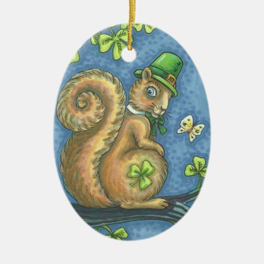 St. Patrick's Day IRISH SQUIRREL ORNAMENT Oval (Voorkant)